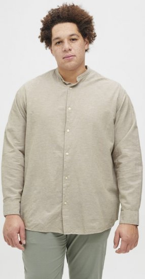 Jack & Jones Breeze Poplin Long Sleeve Shirt Beige - Hemden - Overhemden Grote Maten Heren