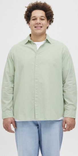 Jack & Jones Breeze Linen Blend Long Sleeve Shirt Iceberg Green - Hemden - Overhemden Grote Maten Heren