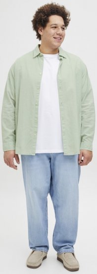 Jack & Jones Breeze Linen Blend Long Sleeve Shirt Iceberg Green - Hemden - Overhemden Grote Maten Heren