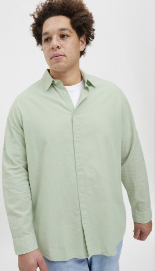 Jack & Jones Breeze Linen Blend Long Sleeve Shirt Iceberg Green - Hemden - Overhemden Grote Maten Heren