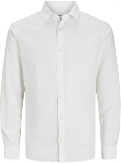 Jack & Jones Breeze Linen Blend Long Sleeve Shirt White - Hemden - Overhemden Grote Maten Heren