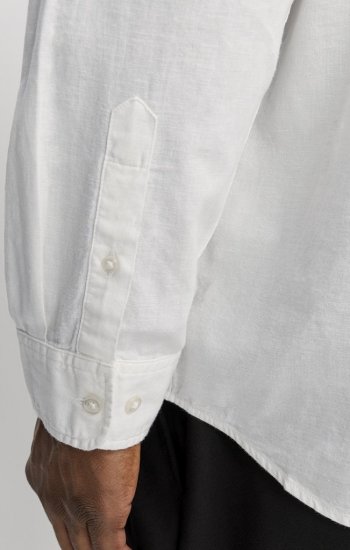 Jack & Jones Breeze Linen Blend Long Sleeve Shirt White - Hemden - Overhemden Grote Maten Heren