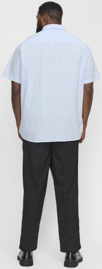 Jack & Jones Breeze Linen Blend Short Sleeve Shirt Chambray Blue - Hemden - Overhemden Grote Maten Heren