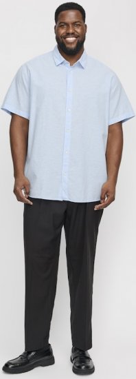 Jack & Jones Breeze Linen Blend Short Sleeve Shirt Chambray Blue - Hemden - Overhemden Grote Maten Heren