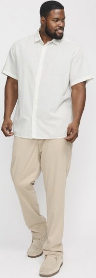 Jack & Jones Breeze Linen Blend Short Sleeve Shirt White - Hemden - Overhemden Grote Maten Heren