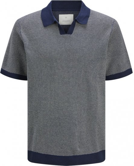 Jack & Jones Ceaston Knit Short Sleeve Sweater Grey/Blue - Sweaters & hoodies - Sweaters & Hoodies Grote Maten Heren