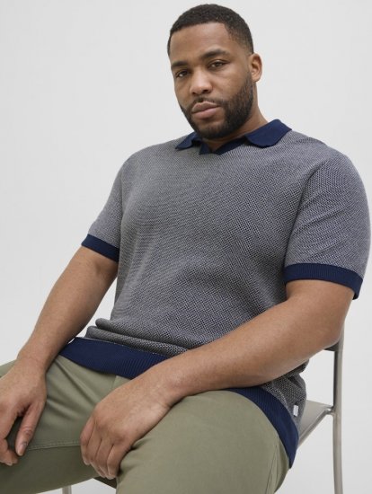 Jack & Jones Ceaston Knit Short Sleeve Sweater Grey/Blue - Sweaters & hoodies - Sweaters & Hoodies Grote Maten Heren