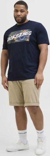 Jack & Jones Hawaii Shape Crew Neck T-Shirt Navy - T-shirts - Grote Maten T-shirts Heren
