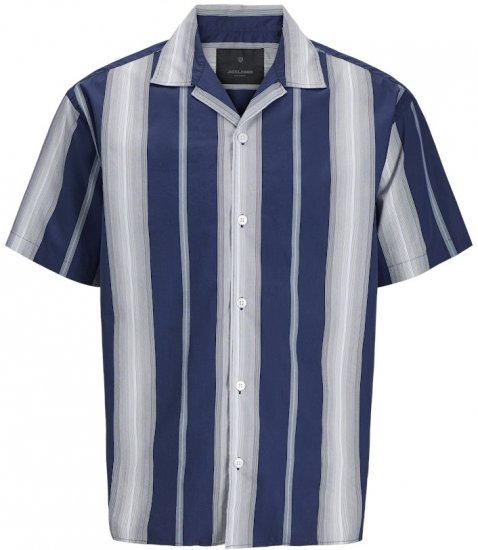 Jack & Jones Palermo Restort Print Short Sleeve Shirt Navy - Hemden - Overhemden Grote Maten Heren