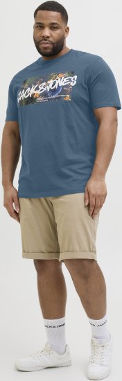 Jack & Jones Hawaii Shape Crew Neck T-Shirt Blue - T-shirts - Grote Maten T-shirts Heren