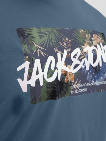 Jack & Jones Hawaii Shape Crew Neck T-Shirt Blue - T-shirts - Grote Maten T-shirts Heren