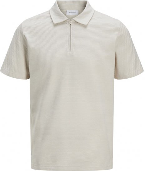 Jack & Jones Benja Short Sleeve Zip Polo Grey - Polo shirts - Grote Maten Poloshirts Heren