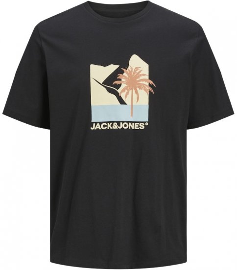 Jack & Jones Barbados Graphic Crew Neck T-Shirt Black - T-shirts - Grote Maten T-shirts Heren