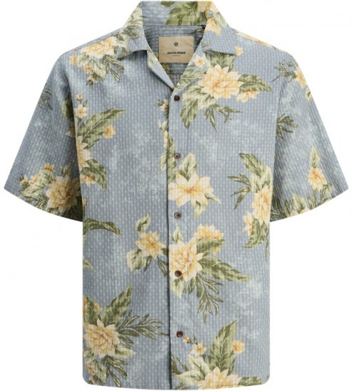 Jack & Jones Vincent Resort Print Relaxed Fit Shirt Coronet Blue - Hemden - Overhemden Grote Maten Heren