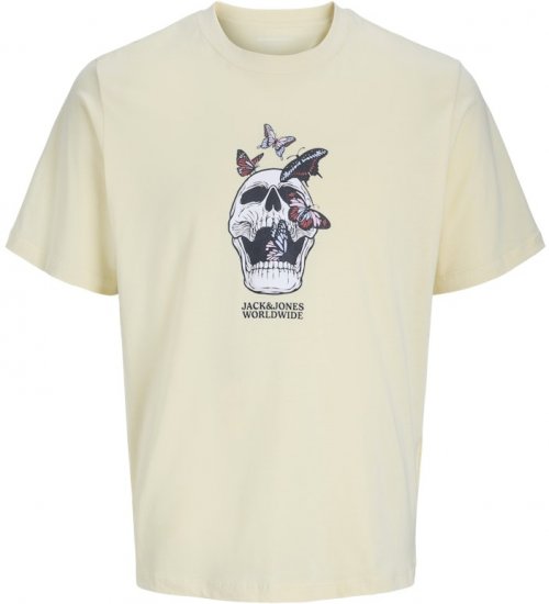 Jack & Jones Skull Coast Crew Neck T-Shirt Light Yellow - T-shirts - Grote Maten T-shirts Heren
