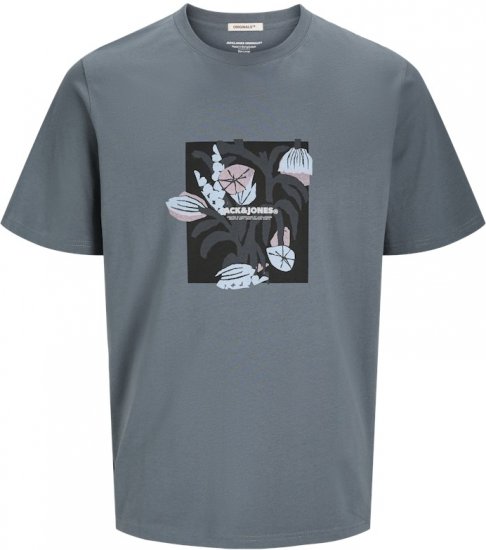 Jack & Jones Almeria Front Print Crew Neck T-Shirt Grey - T-shirts - Grote Maten T-shirts Heren