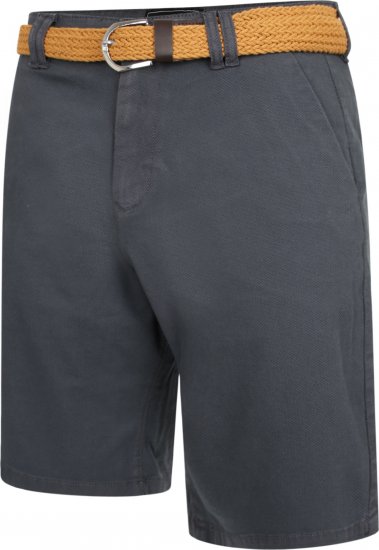 Kam Jeans 3402 Belted Dobby Weave Stretch Chino Shorts Charcoal - Shorts - Grote Maten Korte Broeken Heren