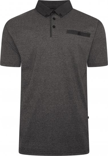 Kam Jeans 5501 Marl Polo with Contrast Dobby Woven Collar Black - Polo shirts - Grote Maten Poloshirts Heren