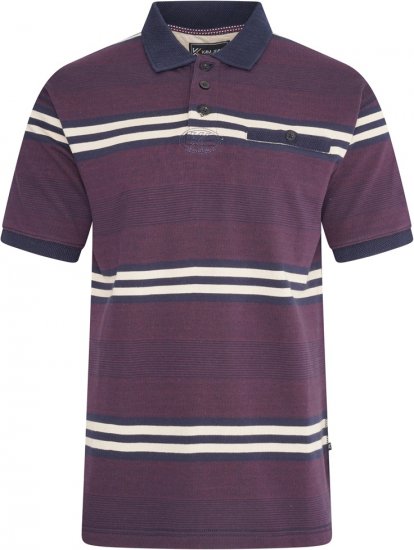 Kam Jeans 5506 Stripe Rugby Polo With Jacquard Collar & Cuffs Navy - Polo shirts - Grote Maten Poloshirts Heren
