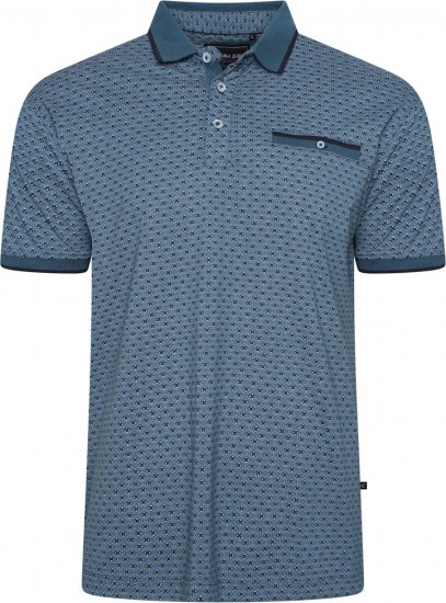 Kam Jeans 5517 Geo-Print Polo Blue - Polo shirts - Grote Maten Poloshirts Heren