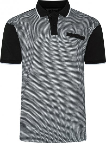 Kam Jeans 5518 Smart Mini Geo-Print Polo Black - Polo shirts - Grote Maten Poloshirts Heren