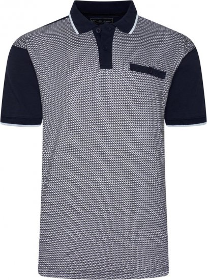 Kam Jeans 5518 Smart Mini Geo-Print Polo Navy - Polo shirts - Grote Maten Poloshirts Heren