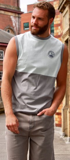 Kam Jeans 5764 Palm Springs Vest Sleeveless T-Shirt Griffin Grey - T-shirts - Grote Maten T-shirts Heren