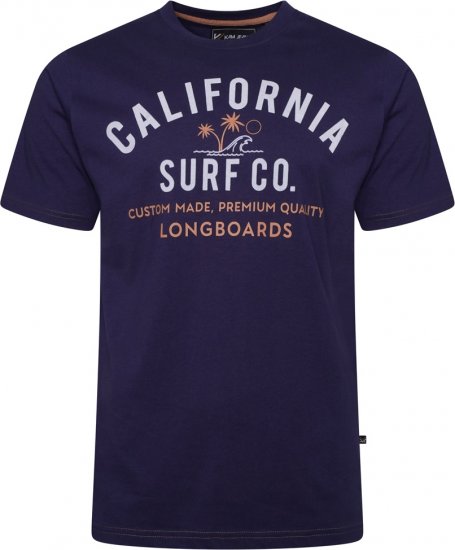 Kam Jeans 5766 California Surf Co T-Shirt Navy Academy - T-shirts - Grote Maten T-shirts Heren