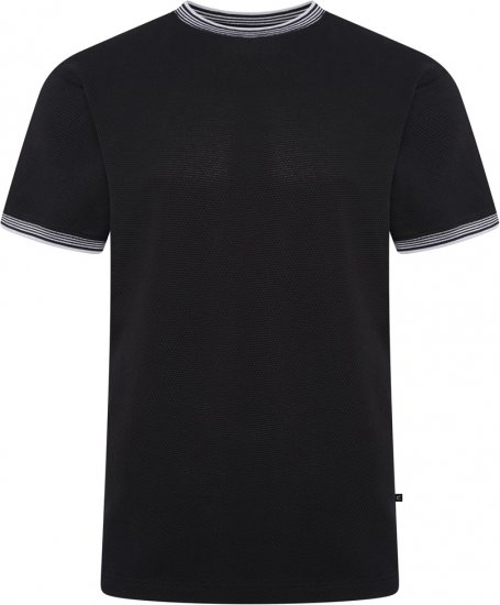 Kam Jeans 5779 Textured Body With Contrast Neck And Cuffs T-Shirt Black - T-shirts - Grote Maten T-shirts Heren