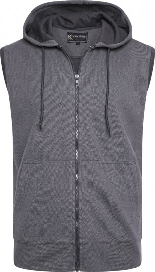 Kam Jeans 7077 Textured Interlock Sleeveless Hoodie Charcoal - Sweaters & hoodies - Sweaters & Hoodies Grote Maten Heren