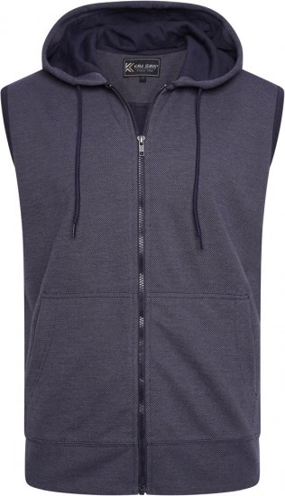 Kam Jeans 7077 Textured Interlock Sleeveless Hoodie Indigo - Sweaters & hoodies - Sweaters & Hoodies Grote Maten Heren