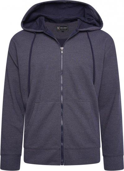 Kam Jeans 7078 Textured Interlock Hoody Indigo - Sweaters & hoodies - Sweaters & Hoodies Grote Maten Heren