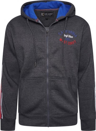 Kam Jeans 7080 California Hoody With Taped Sleeves Charcoal - Sweaters & hoodies - Sweaters & Hoodies Grote Maten Heren