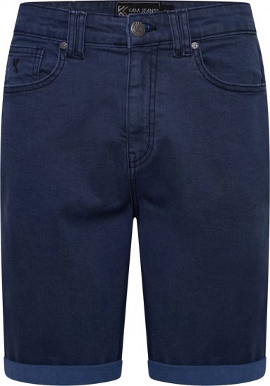 Kam Jeans Onana Embossed Wash Denim Shorts Smokey Blue - Shorts - Grote Maten Korte Broeken Heren