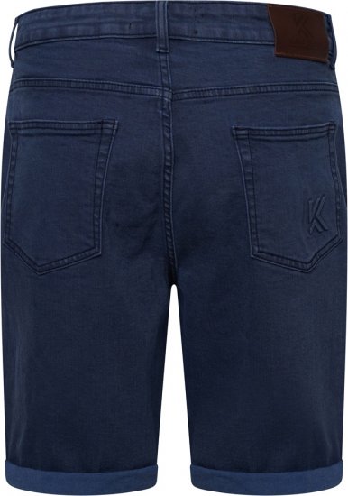 Kam Jeans Onana Embossed Wash Denim Shorts Smokey Blue - Shorts - Grote Maten Korte Broeken Heren