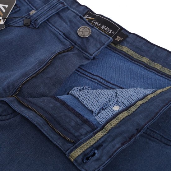 Kam Jeans Onana Embossed Wash Denim Shorts Smokey Blue - Shorts - Grote Maten Korte Broeken Heren
