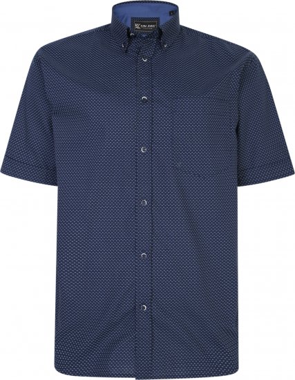 Kam Jeans P018 Premium SS Dobby Print Short Sleeve Shirt Navy - Hemden - Overhemden Grote Maten Heren