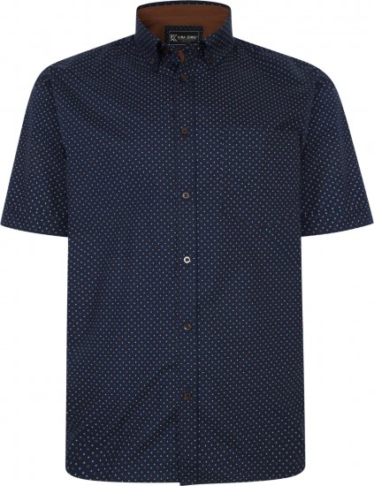 Kam Jeans P019 Premium Floral Short Sleeve Shirt Navy - Hemden - Overhemden Grote Maten Heren