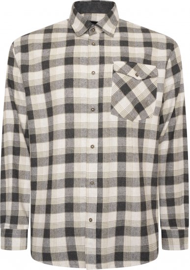 Kam Jeans P040 Premium Flannel Retro Check Shirt Charcoal - Hemden - Overhemden Grote Maten Heren