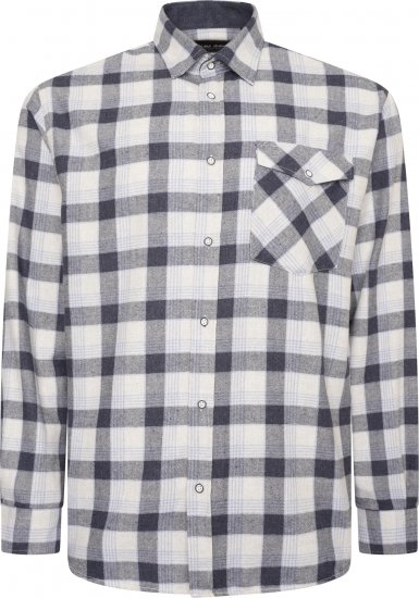 Kam Jeans P040 Premium Flannel Retro Check Shirt Indigo - Hemden - Overhemden Grote Maten Heren