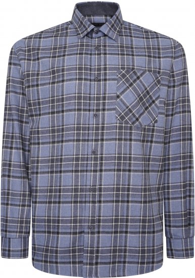 Kam Jeans P041 Premium Flannel Check Long Sleeve Shirt Denim - Hemden - Overhemden Grote Maten Heren