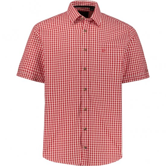 JP1880 Shirt Traditional Checked Short Sleeve Red - Hemden - Overhemden Grote Maten Heren