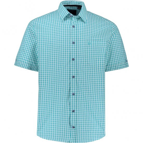 JP1880 Shirt Traditional Short Sleeve Turquoise - Hemden - Overhemden Grote Maten Heren