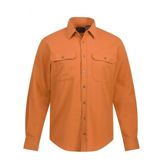 JP1880 Shirt Flannel Long Sleeve Orange TALL - HERENKLEDING MT-6XLT - Tall Kleding Heren