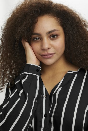 Kaffe Curve Sida Blouse Zwart/Krijt Strepen - Blouses & tunieken - 