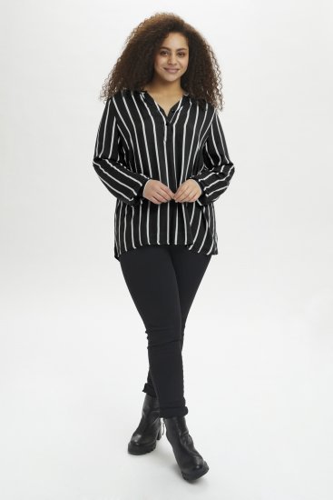 Kaffe Curve Sida Blouse Zwart/Krijt Strepen - Blouses & tunieken - 