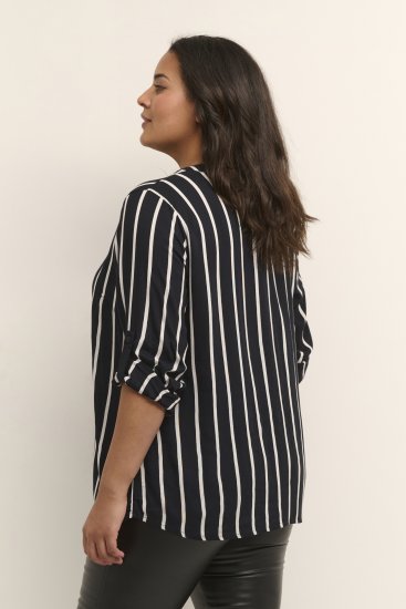 Kaffe Curve Sida Blouse Zwart/Krijt Strepen - Blouses & tunieken - 