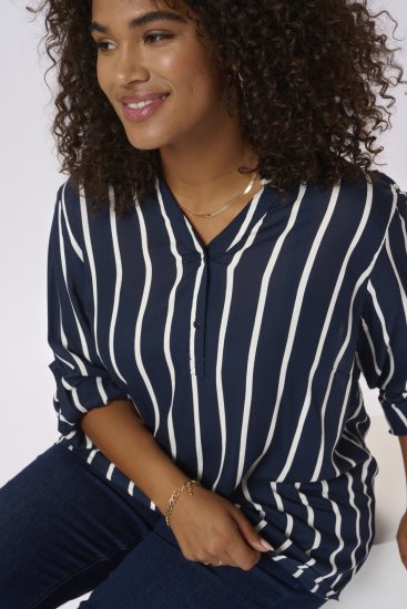 Kaffe Curve Sida Blouse Midnight/Krijt Strepen - Blouses & tunieken - 