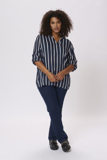 Kaffe Curve Sida Blouse Midnight/Krijt Strepen - Blouses & tunieken - 