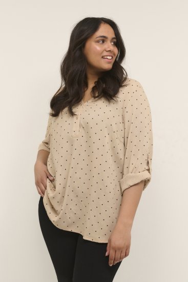 Kaffe Curve Joy Blouse Nomad/Zwart Stippen - Blouses & tunieken - 